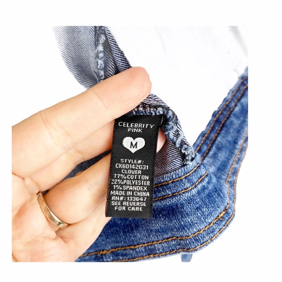 CELEBRITY PINK Distressed Denim Cropped Jacket Med - Picture 4 of 5